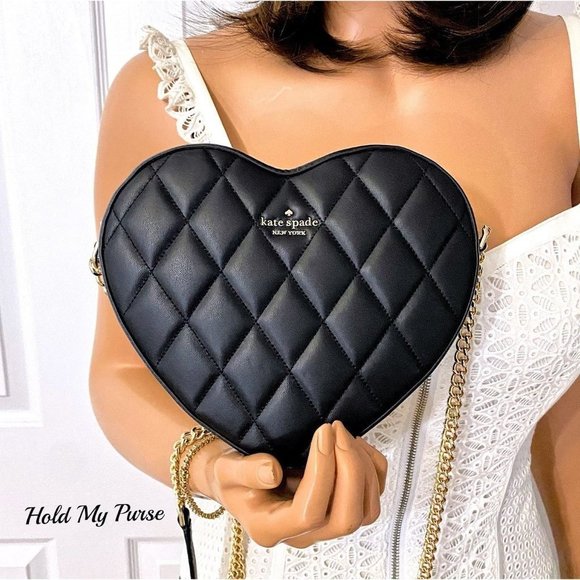 kate spade Handbags - KATE SPADE Love Shack Quilted Leather Heart Crossbody Bag Black Purse NWT